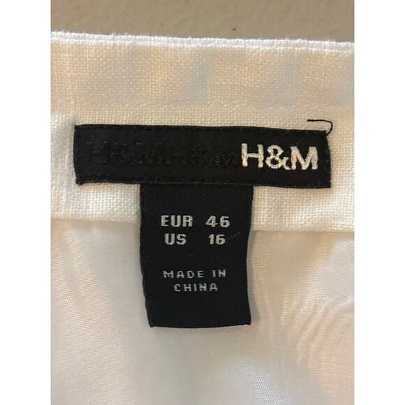 H&M Women's Size 16 Plain White Linen Side Zip Casual Summer Beach A Line Skirt - Picture 3 of 11